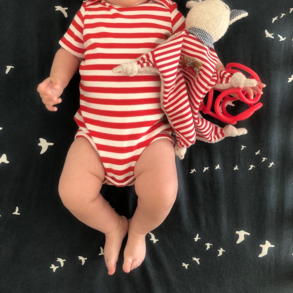 Red and white stripe Primary bodysuit romper